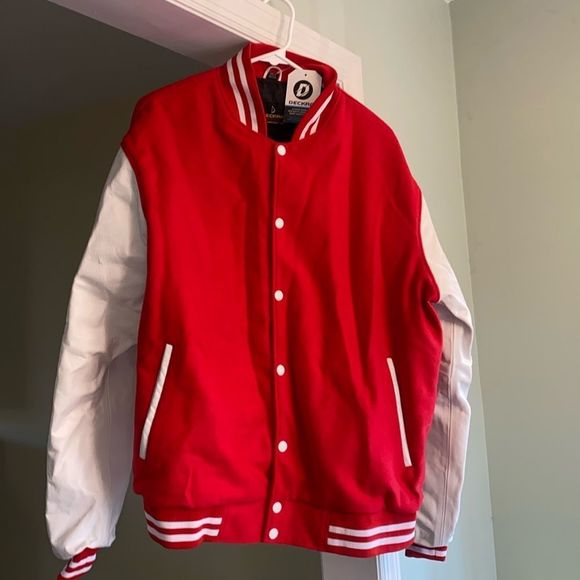 Men's Varsity Jacket Genuine Leather Sleeve & Wool Blend Letterman Jacket NWT - Picture 2 of 6